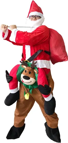 Vista 2 de JYZCOS Disfraz de reno de Papá Noel para adulto, disfraz de Navidad