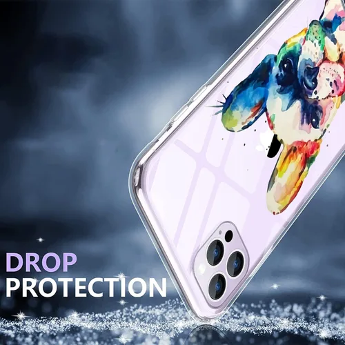Vista 4 de Funda compatible con iPhone 14 Pro, funda de teléfono de Bulldog francés de acuarela, TPU suave, a prueba de golpes, transparente, regalo