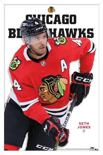 Vista 14 de Trends International NHL Chicago Blackhawks - Póster de pared de la serie 23 de Seth Jones, 22.4 pulgadas de largo x 14.7 pulgadas, versión
