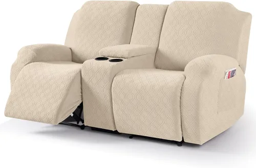 Vista 11 de VANSOFY Funda de sofá reclinable con consola central, funda elástica para sofá reclinable de 2 asientos, funda de sofá reclinable de jacquard