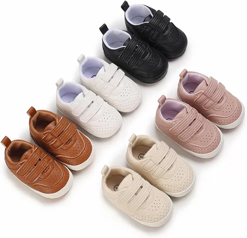 Vista 2 de Tenis de tobillo alto unisex para bebés, niños y niñas, suela de goma suave, zapatos de cuna para niños pequeños