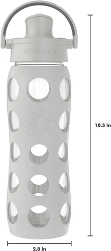 Vista 5 de Lifefactory Botella de agua de vidrio Active Flip Cap de 22 onzas, 22 onzas, gris frío