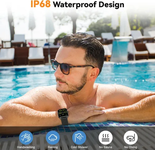 Vista 5 de Reloj inteligente para hombres y mujeres, rastreador de ejercicio: resistente al agua, respuesta de llamadas Bluetooth, haz relojes inteligentes