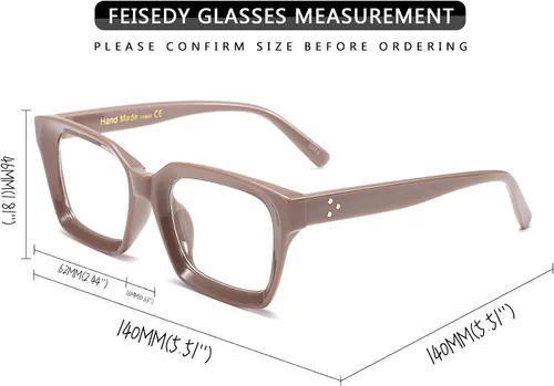 Vista 4 de FEISEDY B2461 - Gafas cuadradas clásicas sin receta para mujer