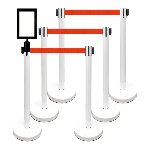 Vista 30 de VIP Crowd Control - Juego de barreras de seguridad con cinturones retráctiles, 91 cm de altura, cinturón de 198 cm y soporte de pared Cinturón