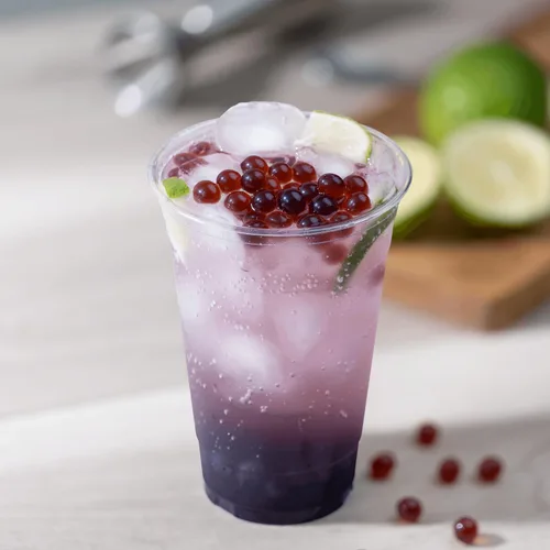 Vista 2 de Tea Zone Popping Pearls. Popping Boba, perlas negras con jugos saborizados, frasco de 7 Lb