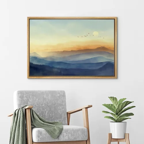 Vista 4 de wall26 Lienzo enmarcado para pared, puesta de sol, cielo pastel, degradado, naturaleza, ilustraciones de área silvestre, bellas artes, decoración