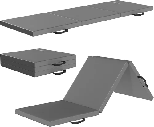 Vista 10 de Fitvids Esterilla de gimnasia plegable para hacer ejercicio, 2 x 6 x 2 pulgadas, con asas de transporte, de alta densidad, antidesgarros, portátil