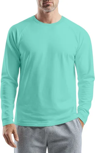 Vista 21 de Camisetas para hombre, manga larga, color sólido, cuello redondo, camisetas básicas informales, M-3XL