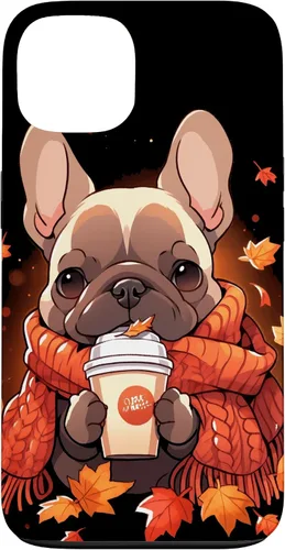 Vista 7 de French Bulldog Fall Autumn Pumpkin Spice Latte Frenchie Dog Case for iPhone 17