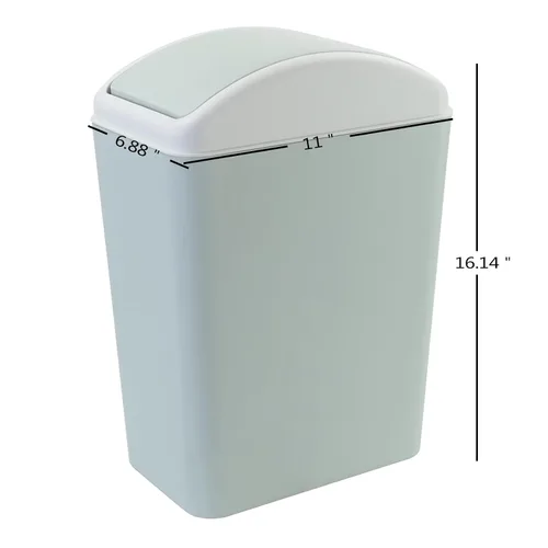 Vista 2 de Bringer - Cubo de basura de plástico con tapa, 4.5 galones, color azul Waste Can with Swing-Top Lid, Compact Trash Can Fit Under Tables &