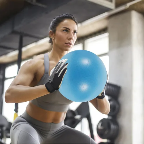 Vista 9 de iplusmile Pelota de ejercicio pequeña de Pilates de 9 pulgadas, pelota de entrenamiento para el hogar, fitness, yoga, terapia física con superficie
