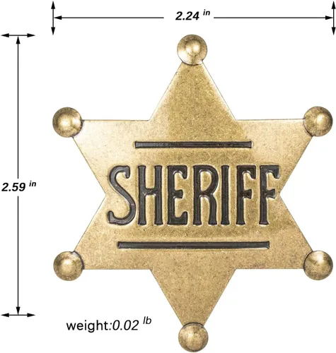 Vista 7 de Insignias del sheriff de marca, insignia del sheriff del metal para las niñas y adultos, insignia del chaleco de la policía occidental, insignia