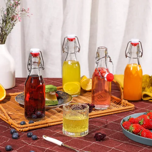 Vista 8 de Paquete de 8 botellas de vidrio con tapa abatible de 8.5 onzas, botellas