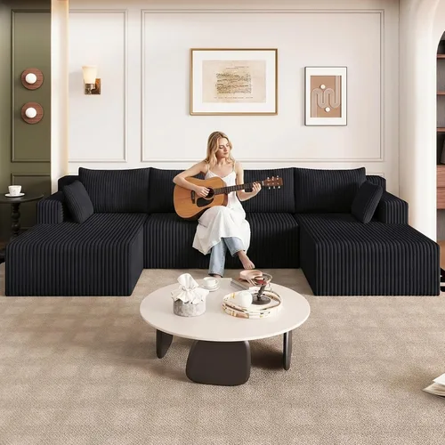 Vista 76 de Lakifun Sofá en Forma de L de 107" con Otomana, Seccional Modular Moderno Sofá Cómodo en Forma de U Nube, Asiento Profundo, Chaise Longue Cama