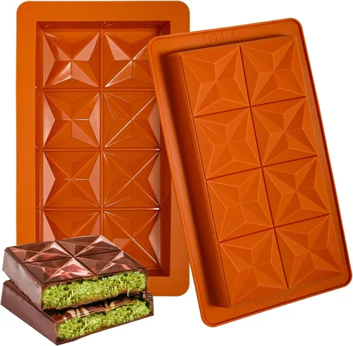 Vista 11 de Webake - Moldes de barra de chocolate profundo, 2 unidades, moldes de silicona platino de 1 pulgada para barra de chocolate Dubai para barra