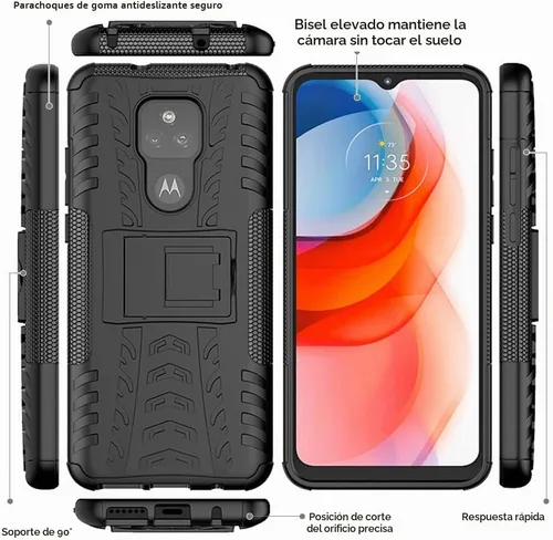 Vista 3 de Yiakeng - Funda para Moto G Play 2021, funda para Moto G Play con protector de pantalla HD, protector de silicona a prueba de golpes con función