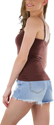Vista 4 de ToBeInStyle Camiseta sin mangas recortada con tirantes delgados ajustables para mujer