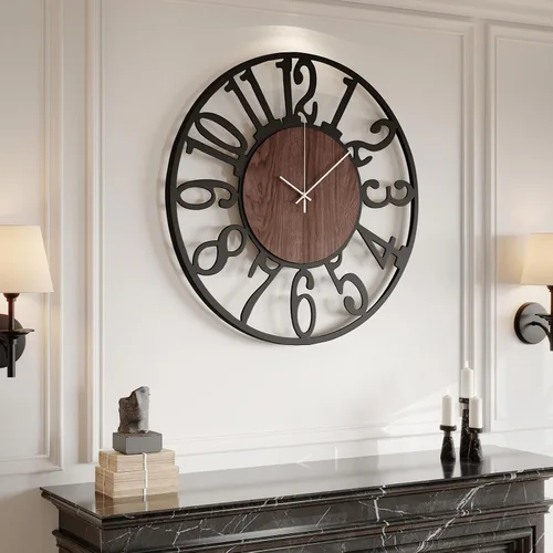 Vista 27 de Cuspin Reloj de pared de 24 pulgadas con engranajes, reloj de metal