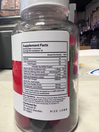 Vista 3 de rize labs Gomitas Lean Valley Keto ACV, gomitas de vinagre de sidra de manzana (60 gomitas)