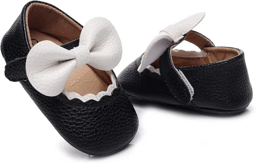 Vista 4 de Bebila Zapatos planos Mary Jane para bebés y niñas, con lazo, suela suave, mocasines de piel sintética, recién nacida, para primer andador
