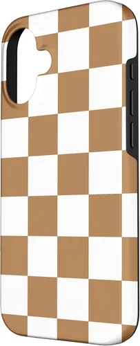 Vista 2 de iPhone 16 Checkered Checkerboard Indie Aesthetic Brown Coffee Beige Case