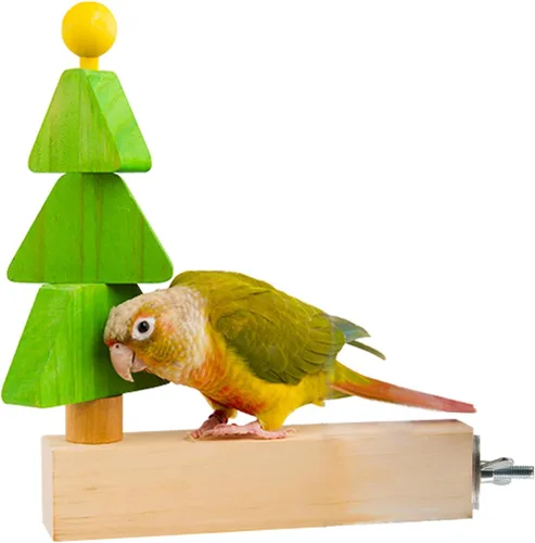 Vista 8 de Juguetes para pájaros, juguete masticable de corcho, bloque de madera, loro, juguetes de forraje, accesorios para conures, periquitos, cacatúas