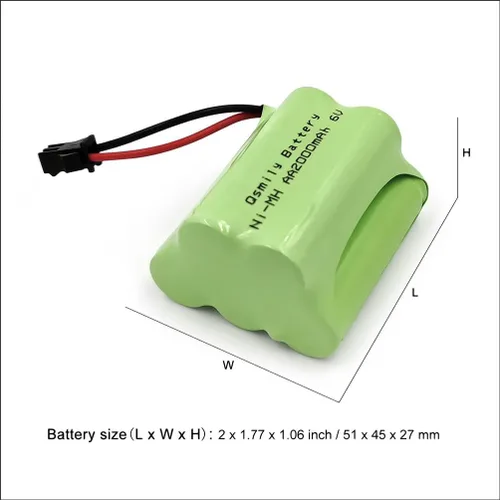 Vista 4 de Qsmily® Paquete de baterías de 6 V, batería recargable Ni-MH AA de 2000 mAh con conector SM y cable de cargador USB, adecuada para luz solar al aire