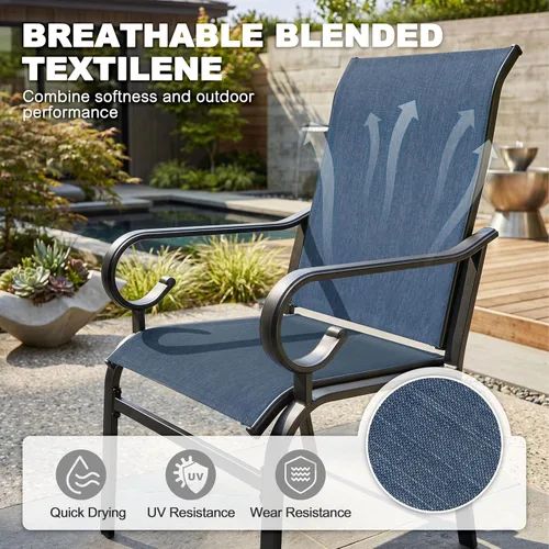 Vista 9 de NUU GARDEN 3-Piece Patio Bistro Set,2 Textilene Chairs and 1 Table,Blue and Black