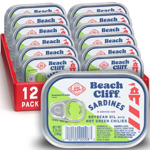 Vista 17 de Beach Cliff Sardinas Silvestres en Salsa Picante de Louisiana, lata de 3.75 oz - 14g de proteína por porción - Sin gluten, apto para dieta keto