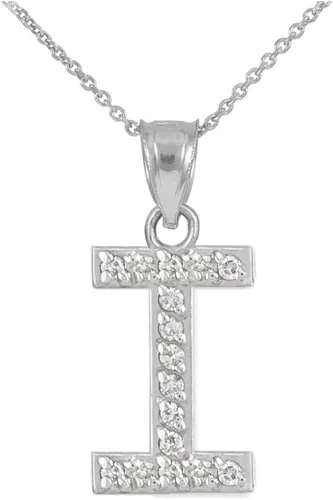 Vista 33 de Claddagh Gold . Collar con colgante de letra inicial de plata de ley 925 con circonita cúbica - Elección de tamaños