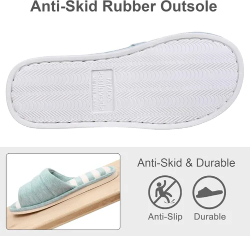 Vista 5 de shevalues - Pantuflas suaves de interior para mujer con puntera abierta de algodón espuma viscoelástica fácil de poner zapatos para casa pantuflas