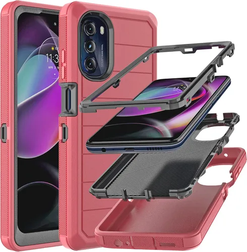 Vista 10 de YmhxcY Funda para Moto G 5G 2022 (sin protector de pantalla) con funda duradera de 3 capas a prueba de caídas, a prueba de golpes, funda de goma