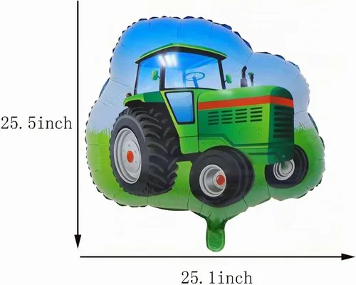 Vista 4 de 5 globos de aluminio de tractor verde para tractor número 2, globos de aluminio de Mylar para decoración de fiesta de segundo cumpleaños