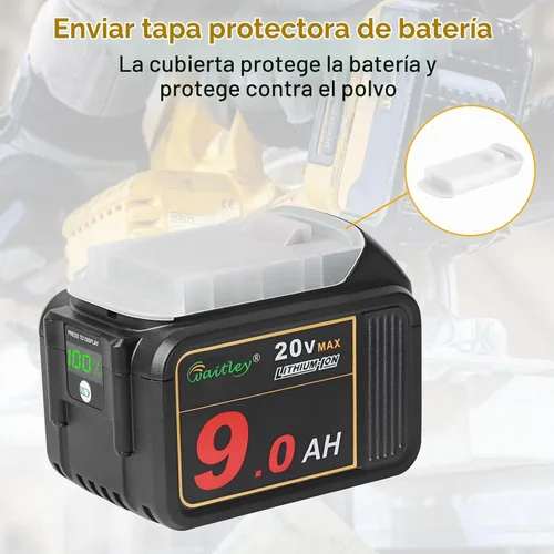Vista 5 de Waitley - Paquete de 2 baterías de repuesto de 20 V 9.0 Ah compatibles con herramientas Dewalt