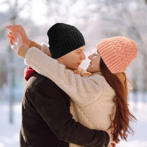 Vista 6 de FXIONA Gorro de punto para mujer, gorro de invierno para mujer, suave, elástico, cálido, con puños, para esquí, patinaje