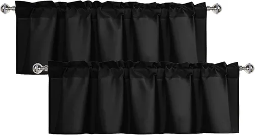 Vista 50 de XWZO Cortinas de cenefas de cocina para ventanas, sala de estar, dormitorio, baño, cubiertas superiores, estilo granja rústico, comedor, aislamiento