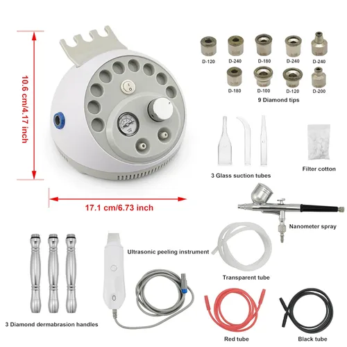Vista 9 de 4 en 1 Dermoabrasión de diamante Microdermabrasión Limpiador de la piel Vacío Facial Peeling Rociador Blackhead Removedor de acné Cuidado de la piel