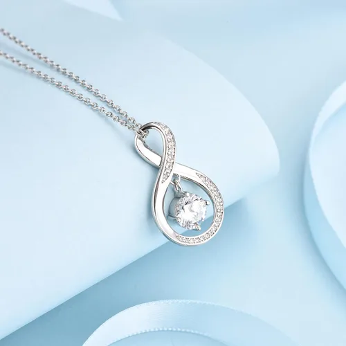 Vista 4 de EPIRORA Regalos para mamá collar con dije de nudo de amor de circonita cúbica para mamá, suegra, madre de novio, madre de la novia, madre del novio