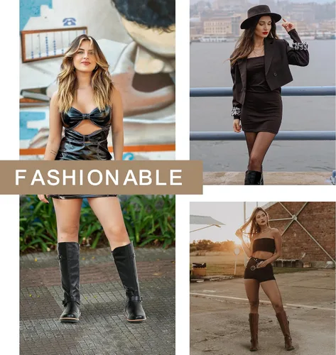 Vista 2 de Jeossy Botas hasta la rodilla 9656 para mujer, botas de equitación de moda con hebilla