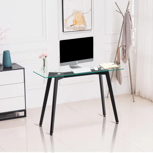 Vista 9 de ivinta TAM-WT114BK - Mesa de consola de vidrio, mesa de pasillo estrecha para entrada y vestíbulo moderna con patas de madera maciza para entrada