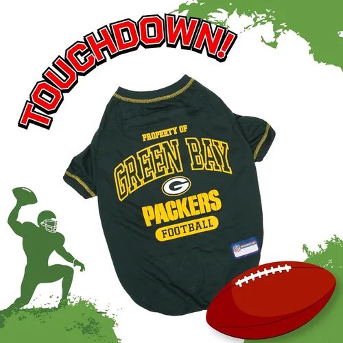 Vista 3 de NFL Green Bay Packers Camiseta para Perros para Mascotas, Talla Mediana. Camiseta para Mascotas con Licencia Oficial con Logotipo del Equipo, Ropa