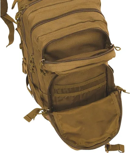 Vista 6 de Coyote Brown MOLLE Mochila de transporte militar mediana con parche Army Universe, Marrón, Militar