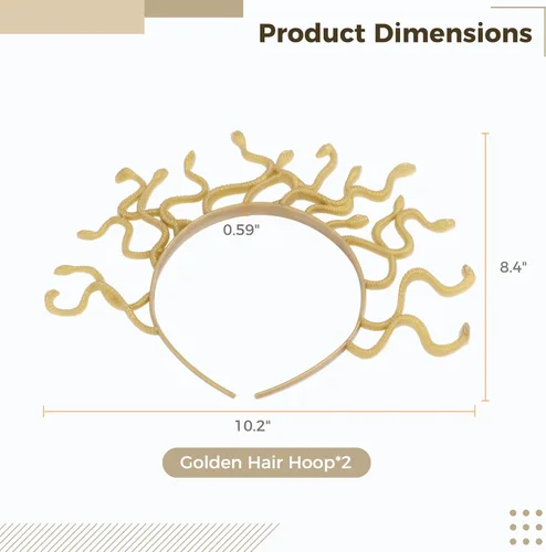 Vista 4 de Tideme 2 diademas de serpiente egipcia, divertidos aros de serpiente de Halloween, aros de plástico flexibles para el cabello