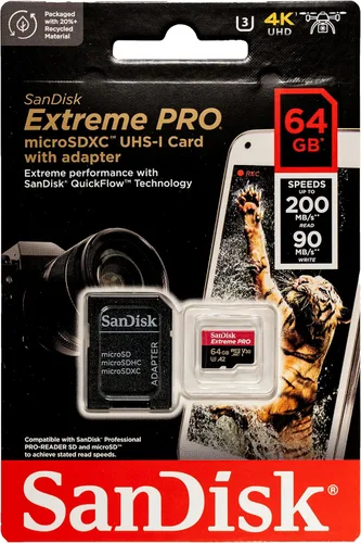 Vista 2 de SanDisk Tarjeta MicroSD Extreme Pro de 64 GB (2) Funciona con cámara de acción GoPro Para Hero 12 Black (SDSQXCU-064G-GN6MA) U3 V30 Bundle con (1)