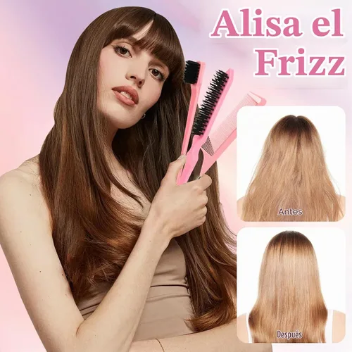 Vista 4 de Barra de cera para el cabello, cepillo liso para cabello, cera en barra para cabello suelto, set de herramientas de peinado con peine de cola de 4