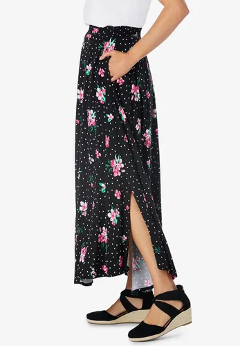 Vista 4 de Woman Within Falda larga suave con cintura elástica y talla grande para mujer