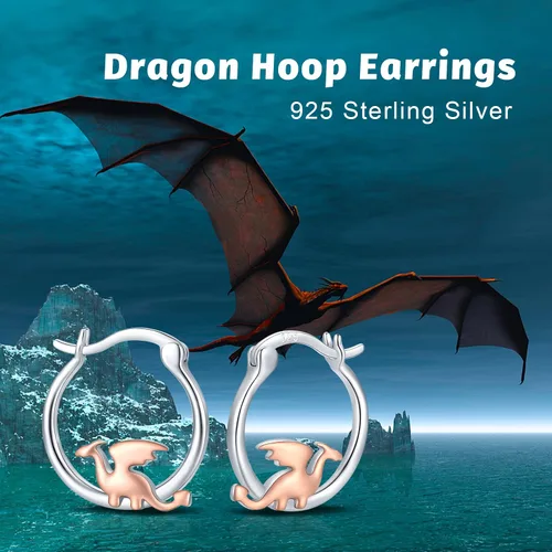 Vista 7 de Hypoallergenic DragonCatBunny Mushroom Earrings for Women 925 Sterling Silver Animal Huggie Hoop Earrings Jewelry Gifts for Sensitive Ears