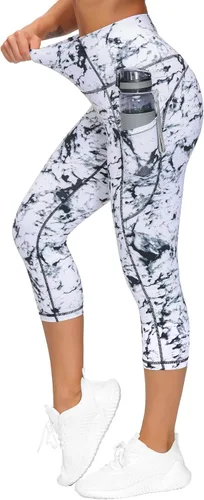 Vista 2 de The Gym People - Pantalones deportivos gruesos de tiro alto, con bolsillos y control de abdomen, leggings para entrenar, correr, hacer yoga