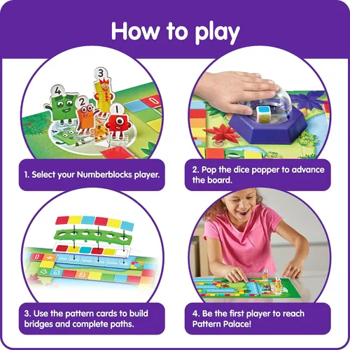Vista 3 de hand2mind Numberblocks Race to Pattern Palace! Juego de mesa, juegos de mesa educativos, números para niños pequeños, juguetes de matemáticas